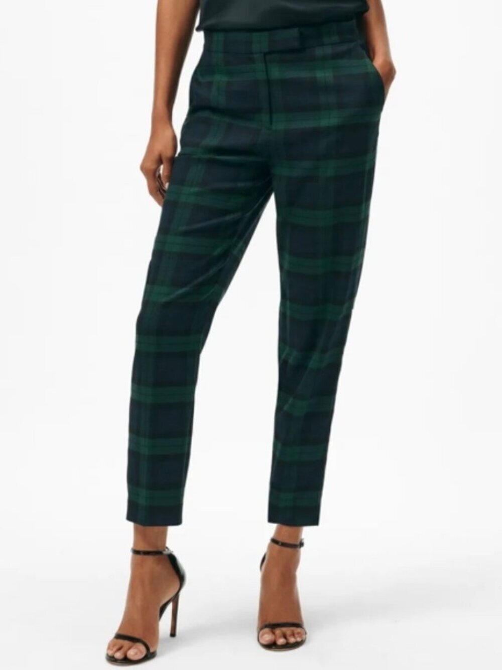 Brooks Brothers 8 Women Plaid Trouser Pants Green Navy Soft Comfort